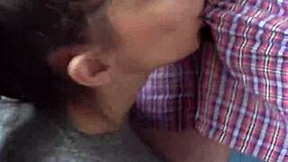 Candie Cross Kneels for a Steamy Facial Blowjob Session