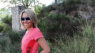 risky outdoor fuck with maelle bent over doggystyle for creampie in nature
