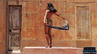 petite latina from costa rica katherinne sofia strips naked for playboy and shows everything