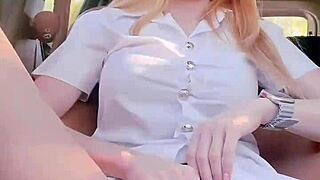 Stunning thai student strips nude outdoors for raw creampie.