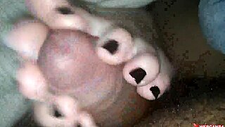 Couple Performs Footjob Leading to Cum on Webcam