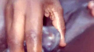 Ebony Whore Squirts During Dildo Masturbation