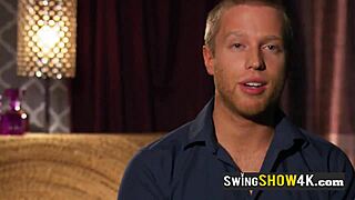 hot busty brunette rides big cock in wild swinger orgy