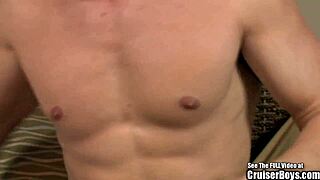 Angry Gay Hunk Strokes Cock to Cum on Sofa