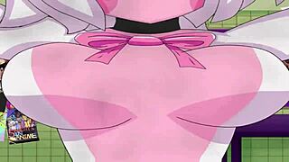mangle character shows off big boobs in hentai style.
