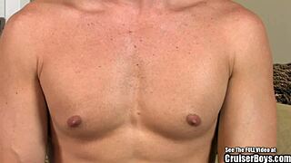 Angry Gay Hunk Strokes Cock to Cum on Sofa