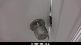 stepsister sucks stepbrother's cock until he cums hard  