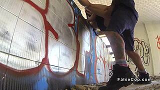 amateur bangs cop outdoors