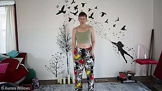 Do you want to join this yoga lesson with a mature milf showing off her big ass and small tits?