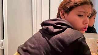 watch an 18-year-old get wild with a black man in bathroom action