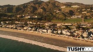 Tushy bad gf Megan Rain takes double penetration in wild MMF action