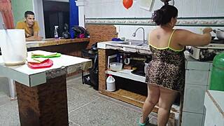 I fuck my stepson's cousin's pussy alone at home 😏