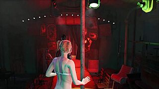 Fallout 4 fashion features pantyhose and body in outdoor public setting.