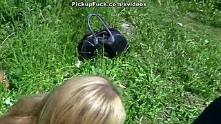 Blonde Amateur in Pantyhose Gets Fucked in Public Park While Passers-By Watch the Outdoor Pickup Scene.