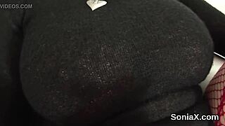 adulterous english mature lady sonia reveals her huge tits in lingerie