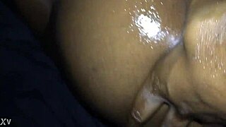 Fun sized black girl gets fucked by long oily cock