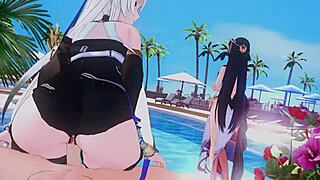 i dominate in cowgirl position, riding hard and squirting in this anime hentai scene with handjob.