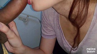 Young Brazilian Girl Gives Blowjob on Building Stairs in POV