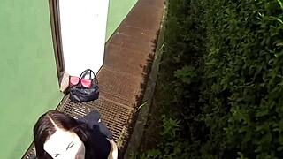 out-of-town gal getting fucked outside with blowjob and doggystyle