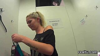 This striking Czech teen gets seduced in the mall, strips, and gets pounded in POV anal