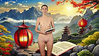 brunette with small tits reads art of war naked 😊