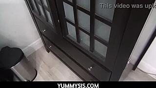 Step sis, what are you doing with my shaft after getting caught? It's so hard and ready for you