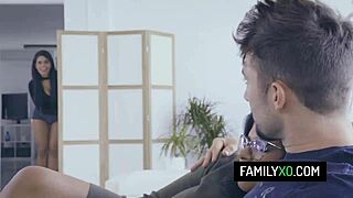 lucky stud fucks his busty latina girlfriend and her stepsister - sheyla kayla