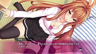 Intense bukkake action in hentai game 03 with lingerie-clad characters facing blowbang challenges