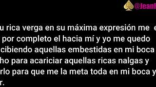 A middle aged man with a beard has sex with me in front of my husband who is a cuckold.