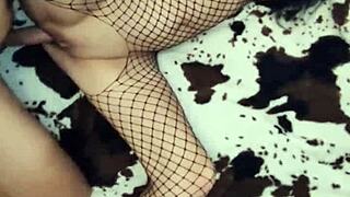 my wife in stockings gets her ass fucked hard