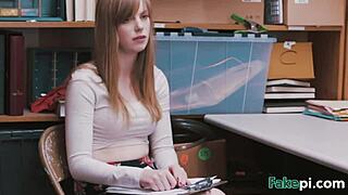 Doll-Looking Teen 18+ Gets BAREBACK TABLE FUCKED by Fake Shop Manager!