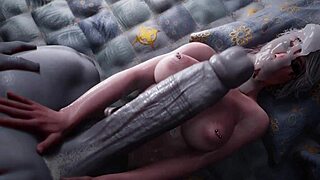 Winged guest dominates woman in 3D futa animation with facial cumshot