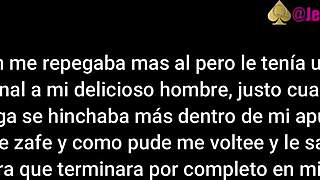 A middle aged man with a beard has sex with me in front of my husband who is a cuckold.