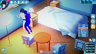 asian 3d cartoon girl with big tits has sex