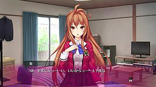 Intense bukkake action in hentai game 03 with lingerie-clad characters facing blowbang challenges