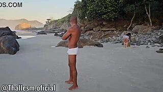 found hot tattooed brunette on nudist beach, she rode my monster cock