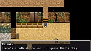 Tanned Natsuki in naked bath after villagers