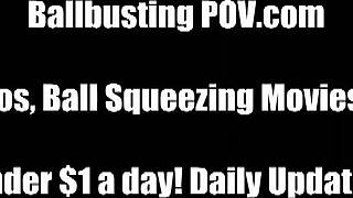 Brunette Femdom Enjoys Busting Balls in POV BDSM