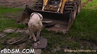 Curvaceous Blonde Honey Caught Masturbating With Toys, Then Gives Blowjob In Hardcore Bdsm Scene As Slave.