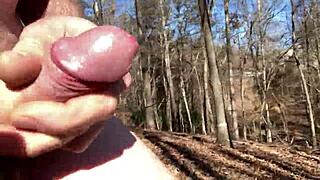 hiking naked with clothes ripped, dripping wet, and cumshot outdoors?