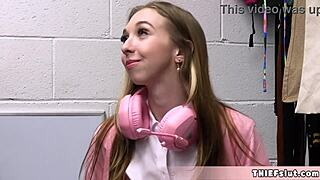 Cute teen Breezy Bri caught shoplifting, now her pussy gets destroyed