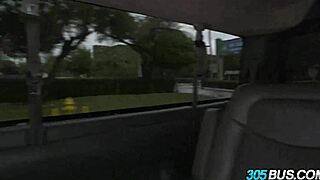 lily shows amazing tits on the bus!