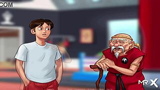 mature woman doing yoga in summertime saga 😊