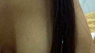 Asian college girl with natural big boobs rides monster cock in intense session.