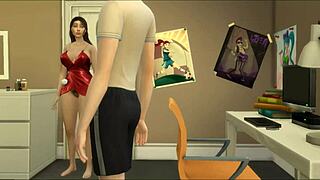 My MILF stepmom catches me jerking off and fucks me with big ass.