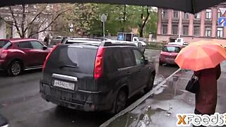 Wow! Russian Agent Finds A Skinny Brunette For Hardcore Fuck On Rainy Day!