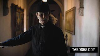 Perv Priest Offers His Cock to Nympho Lesbians Spencer Bradley and Mona Azar