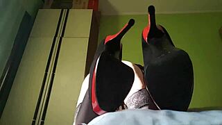 Redhead slut licks heels and toes!