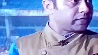 Spicy hot Indian TV anchor in cricket show.