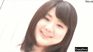 Tight Japanese teen girl shows her big tits cutely.